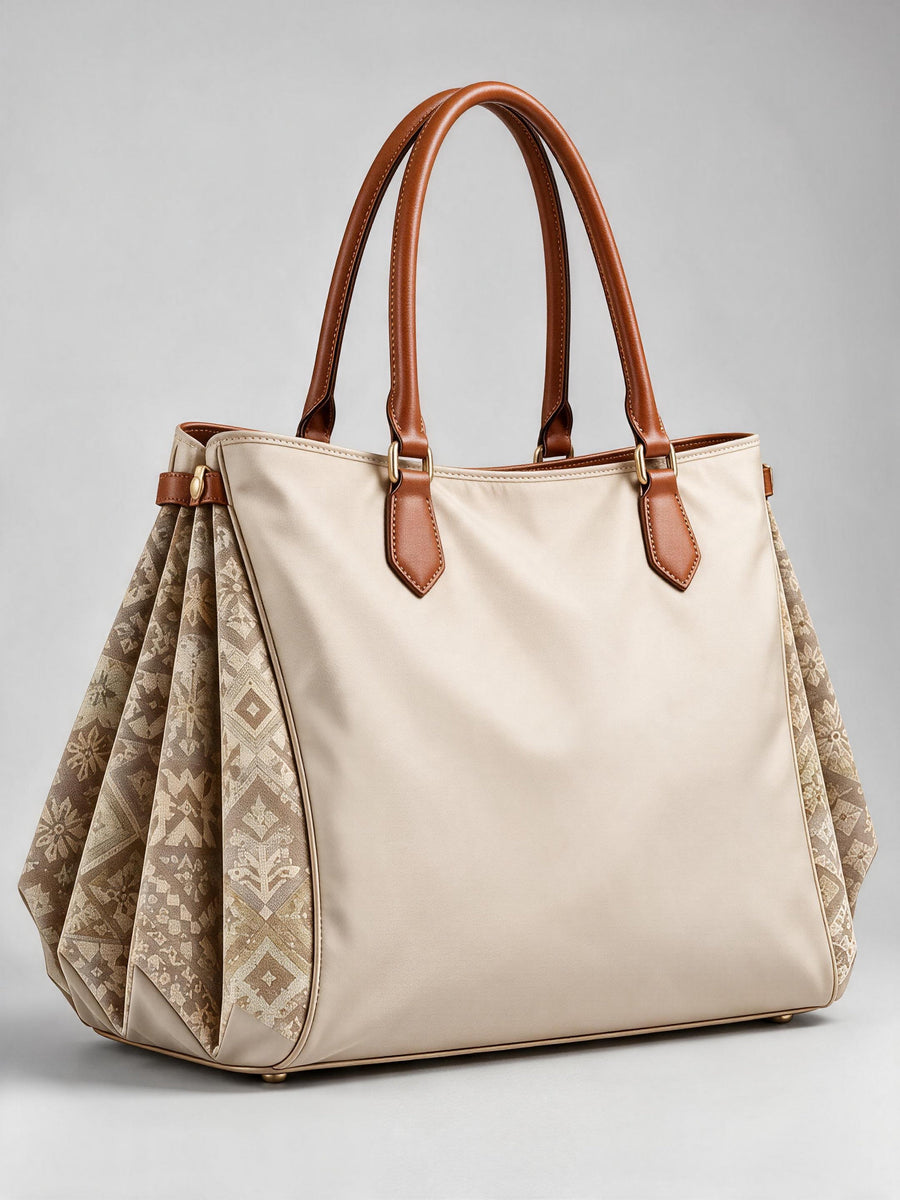 Fold Tote — Ivory & Cognac